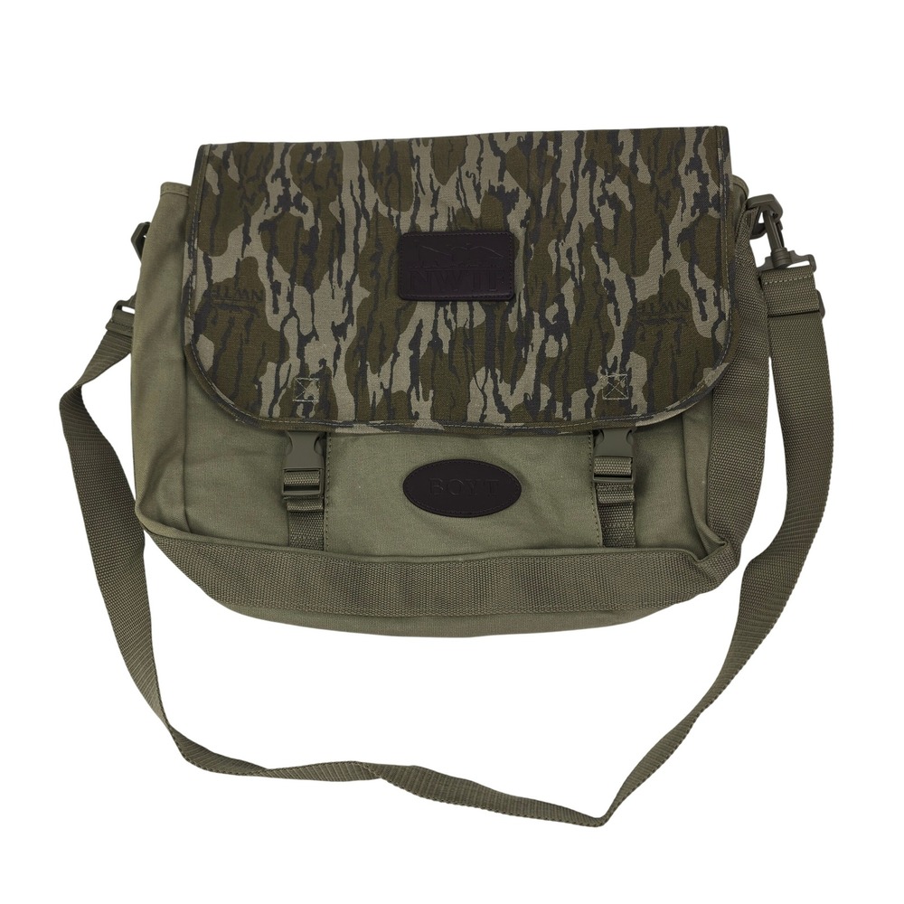 Boyt NWTF Messenger Bag Mens Olive Camo Mossy Oak Bottomland Canvas Shoulder Bag